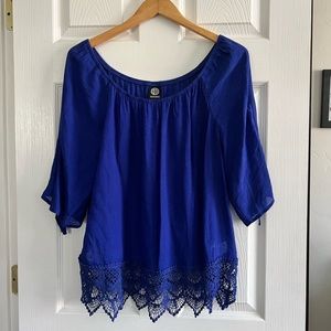 Bobeau Blue Off the Shoulder Top